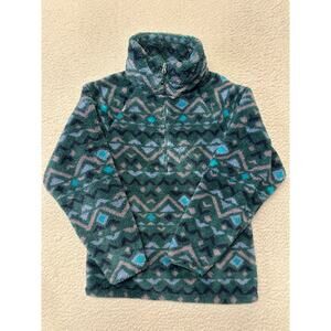 Eddie Bauer Womens Aztec Southwestern All Over Print 1/4 Zip Fleece Pullover XS